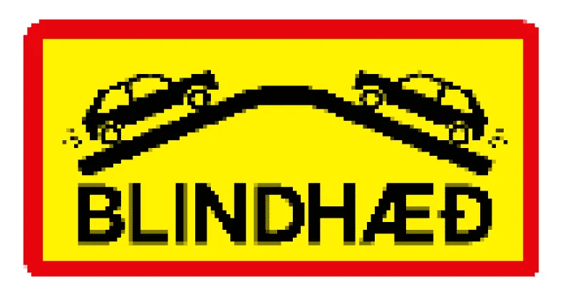 Blind hill sign in Iceland